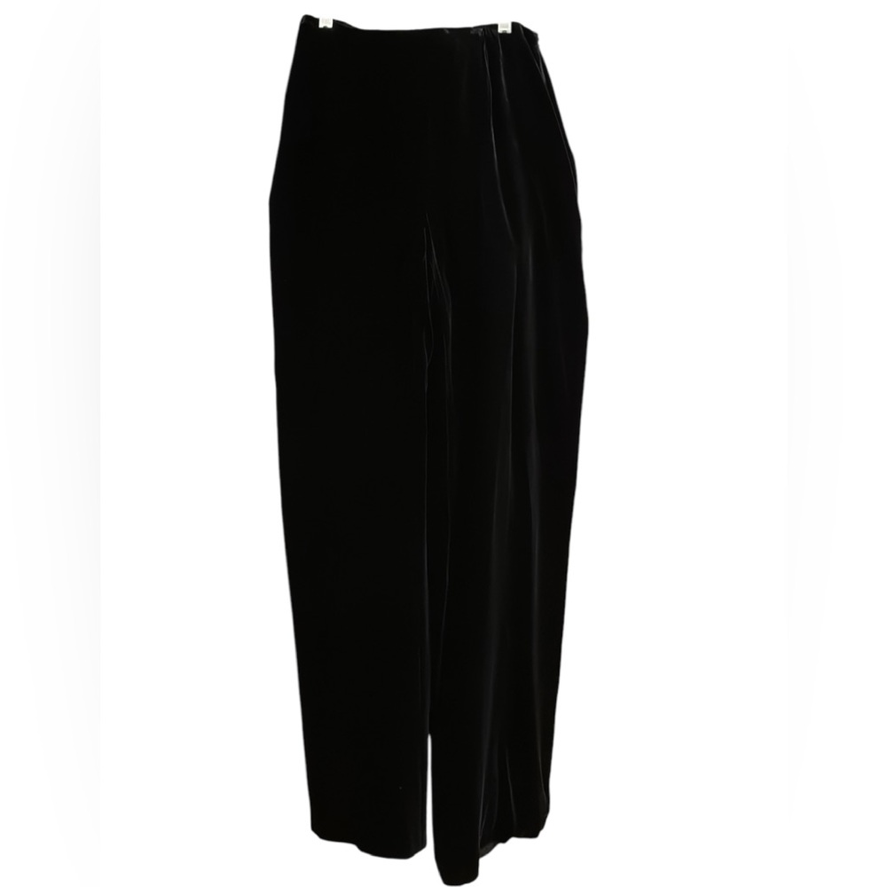 Vintage Wide Leg Black Velvet Trouser Pants Dana Buchman Size 8 - Picture 5 of 8